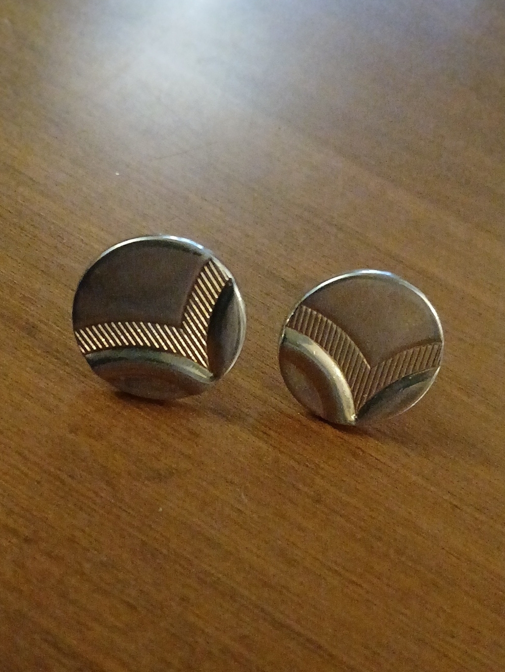 Vintage Swank Men's Round Two-Tone Cufflinks - Silver and Gold Tones